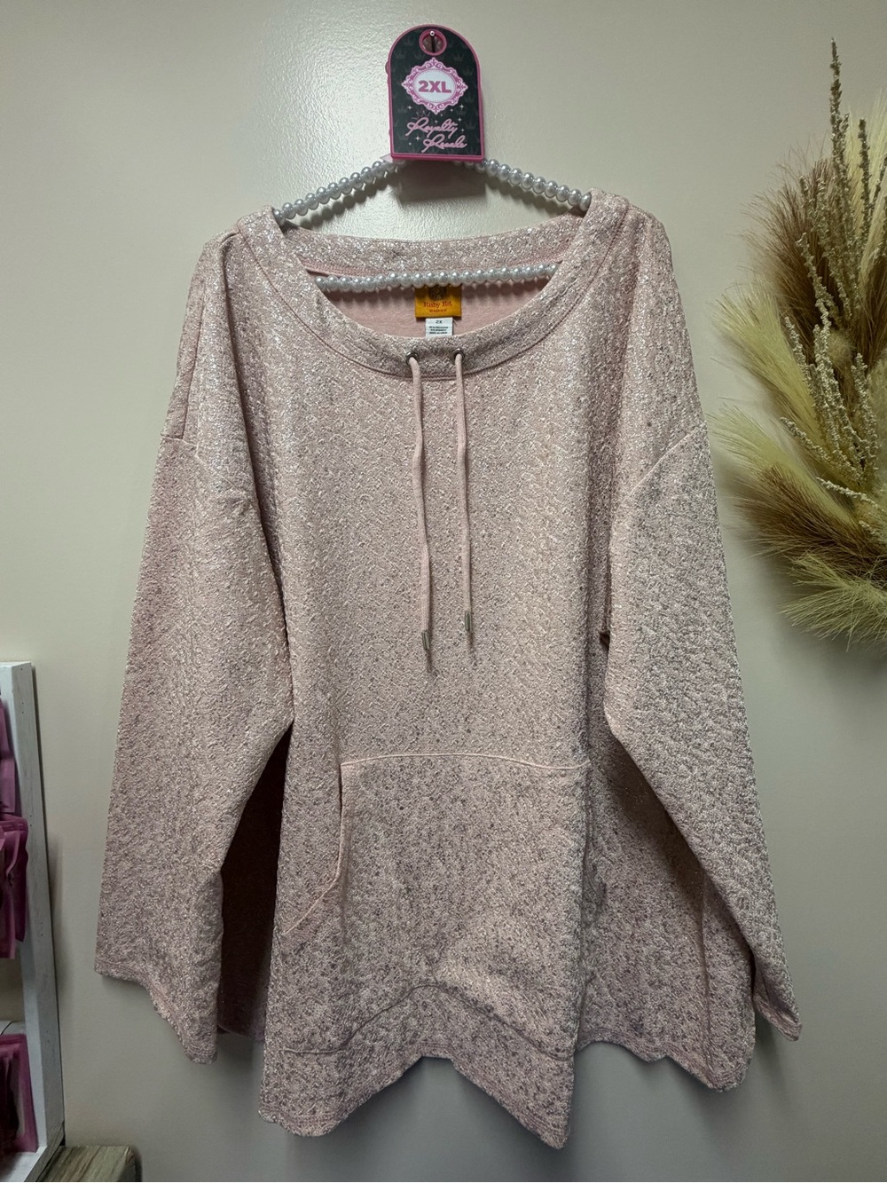 Ruby Rd. Textured Blush Pullover Hoodie